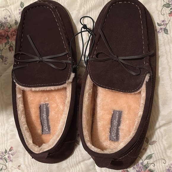 Men's Eddie Bauer Brown JUSTIN Suede Lined Slippers US XXL SIZE 13 with box - Picture 7 of 10
